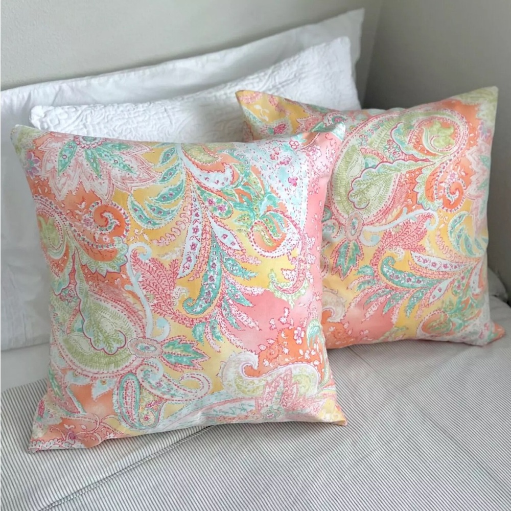 2 RARE Ralph Lauren 20" THROW Pillow Covers CUSTOM Coral Pink JAMAICA Paisley